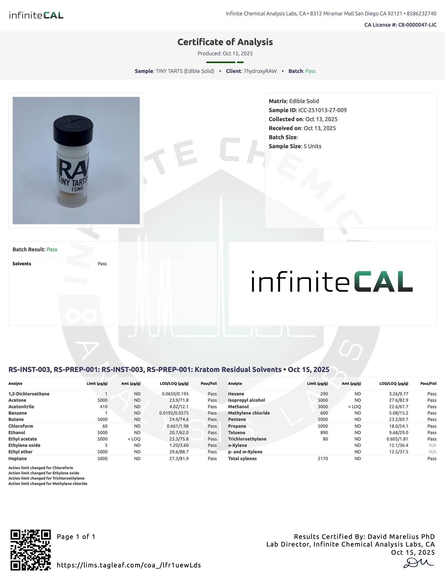 TINY TARTS 🍋 15MG (Dye-Free)